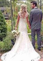 Timeless Sheath/Column Lace Wedding Dress with Sweetheart Neckline and Elegant Court Train BM bride