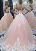Charming Strapless Ball Gown Wedding Dress with Lace-Up Back and Dramatic Chapel Train in Ethereal Tulle Fabric BM bride