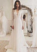 Classic Lace A-Line/Princess Chiffon Wedding Dress with Sweep Train BM bride
