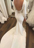 Elegant Lace Trumpet/Mermaid Wedding Dress with Bateau Neckline and Court Train BM bride