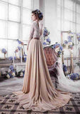 Graceful V-Neck Court Train Chiffon Wedding Dress with Bowknot in A-Line/Princess Fit BM bride