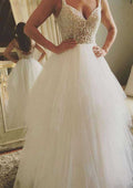 Delicate Lace Tulle A-Line Wedding Dress with Sweetheart Neckline and Elegant Court Train BM bride