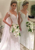 Refined Sleeveless Sheath/Column Lace Wedding Dress with Sweetheart Neckline, Beaded Detail, and Zipper Side Closure BM bride