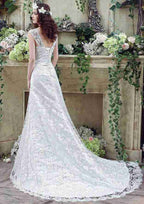 Sweetheart Lace A-Line Wedding Dress with Court Train BM bride