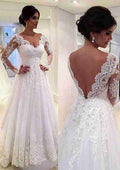 Elegant Sweetheart Lace A-Line Wedding Dress with Court Train BM bride