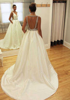 Elegant Taffeta Ball Gown: Sleeveless Sweetheart Neck with Zipper and Beaded Accents, Sweep Train BM bride
