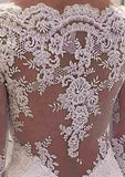 Appliqued Sweetheart Lace A-Line Wedding Dress with Court Train BM bride