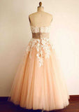 Appliqued Strapless Long Tulle Wedding Dress in A-Line Style BM bride