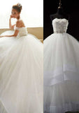 Elegant A-Line/Princess Organza Wedding Dress with Strapless Bodice and Beaded Court Train BM bride