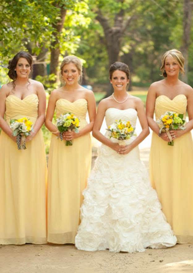 Stylish Floor-Length Combination Bridesmaid Dress, A-Line Shape, Sweetheart Neck, Pleated BM bride