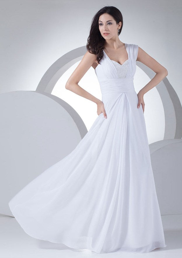 Floor-Length Evening Dress, Chiffon Fabric, A-Line/Princess Style, Sweetheart Neck, With Beading BM bride