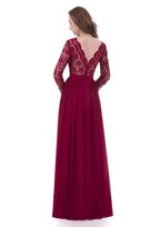 A-line/Princess Long/Floor-Length Chiffon Mother of the Bride Dress with Lace, V-Neck BM bride