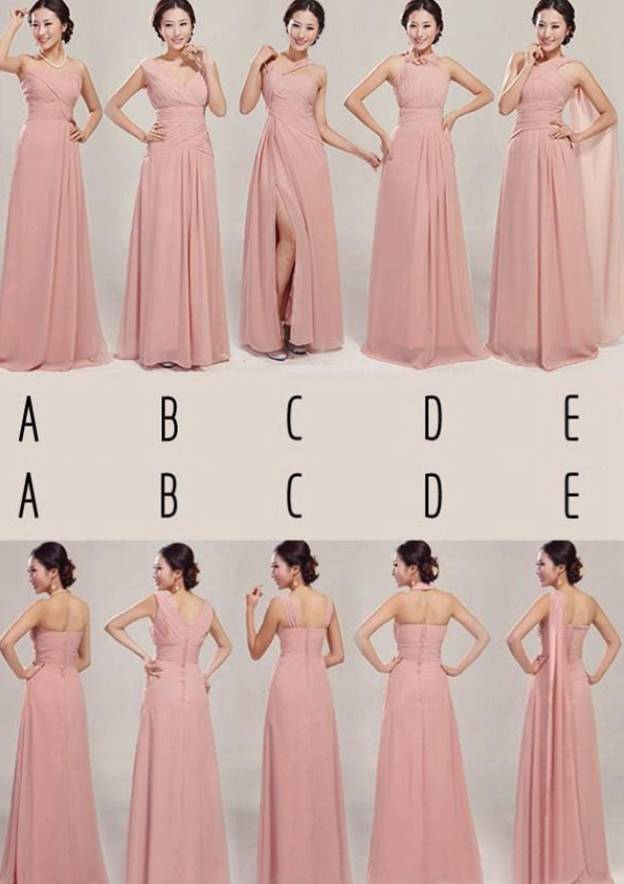 Beautiful Floor-Length Combination Bridesmaid Dress, A-Line Shape, Pleated, Zipper Back BM bride