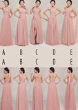 Beautiful Floor-Length Combination Bridesmaid Dress, A-Line Shape, Pleated, Zipper Back BM bride