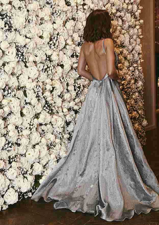Gorgeous Taffeta Prom Dress A-Line V-Neck Sweep Train With Beading BM bride