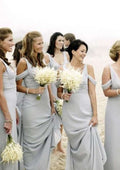 Floor-Length Chiffon Bridesmaid Dress, A-Line/Princess Style, V-Neck, Pleated BM bride