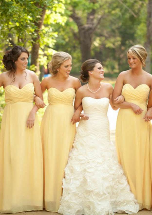 Stylish Floor-Length Combination Bridesmaid Dress, A-Line Shape, Sweetheart Neck, Pleated BM bride