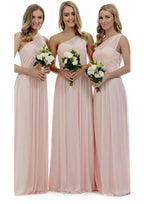 A-Line/Princess One-Shoulder Floor-Length Chiffon Bridesmaid Dress BM bride