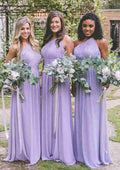 Floor-Length Chiffon Bridesmaid Dress, A-Line/Princess Style, One-Shoulder, With Pleats BM bride