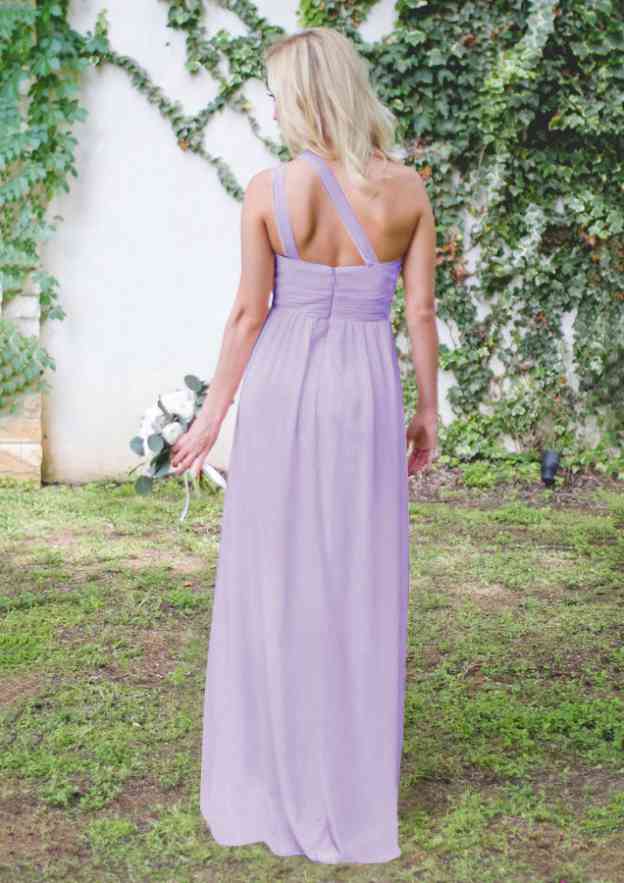 Floor-Length Chiffon Bridesmaid Dress, A-Line/Princess Style, One-Shoulder, With Pleats BM bride