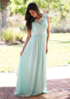 Floor-Length Chiffon Prom Dress, A-Line/Princess Cut, Bateau Neck, Sleeveless, With Appliqued BM bride