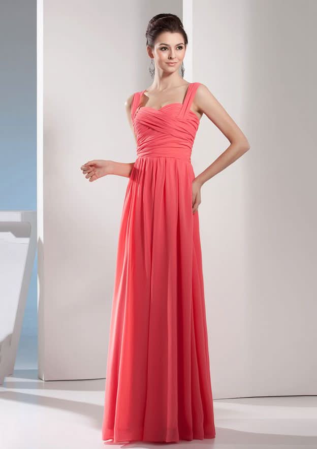 Chiffon Bridesmaid Dress,Floor-Length A-Line/Princess Cut, Sweetheart Neck, Sleeveless, With Pleats BM bride