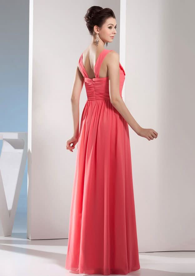Chiffon Bridesmaid Dress,Floor-Length A-Line/Princess Cut, Sweetheart Neck, Sleeveless, With Pleats BM bride