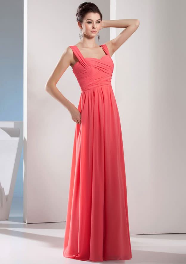 Chiffon Bridesmaid Dress,Floor-Length A-Line/Princess Cut, Sweetheart Neck, Sleeveless, With Pleats BM bride