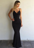 Stunning Jersey Sweep Train Trumpet/Mermaid Sleeveless V-Neck Dress With Crossed Straps BM bride