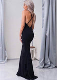 Stunning Jersey Sweep Train Trumpet/Mermaid Sleeveless V-Neck Dress With Crossed Straps BM bride