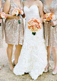 Knee-Length Sequined Bridesmaid Dress, A-Line/Princess Shape, V-Neck, Sleeveless BM bride
