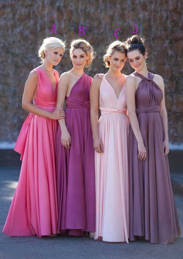 Floor-Length Chiffon Bridesmaid Dress, A-Line/Princess V-Neck, Sleeveless, With Pleats BM bride