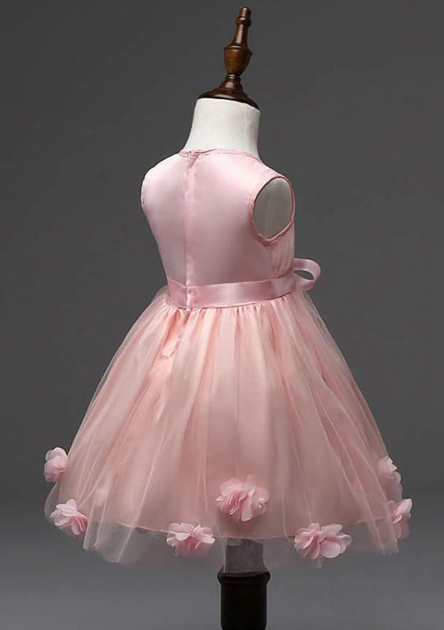 Pretty Tulle Bateau Neck Knee-Length A-line Flower Girl Dress with Appliqued BM bride