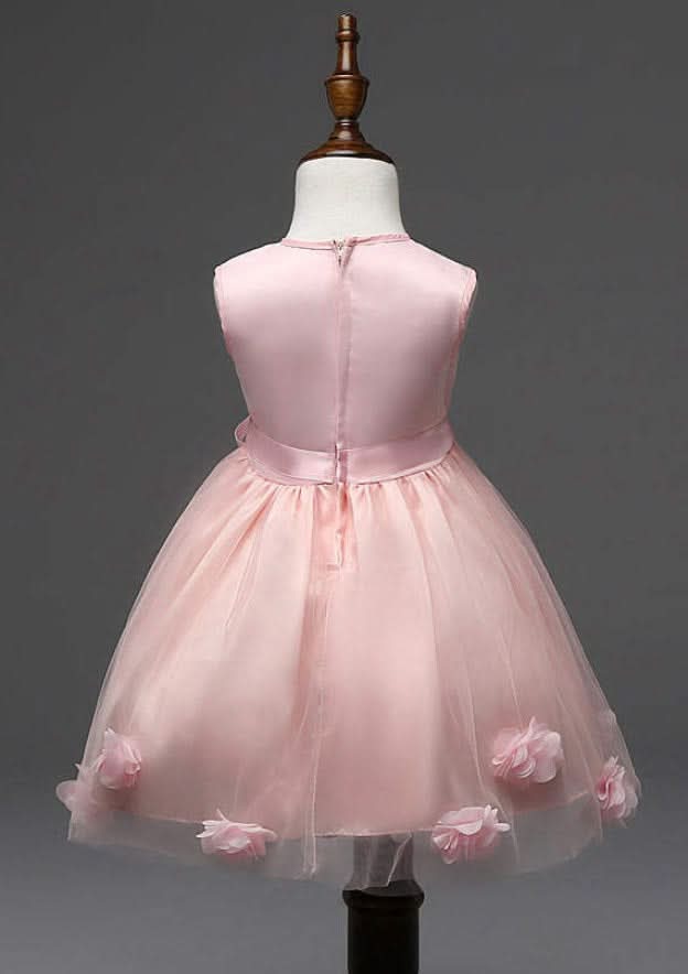 Pretty Tulle Bateau Neck Knee-Length A-line Flower Girl Dress with Appliqued BM bride