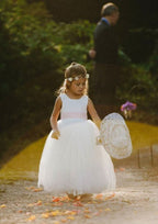 Charming Tulle Bateau Neck Ankle-Length A-line Flower Girl Dress with Waistband BM bride