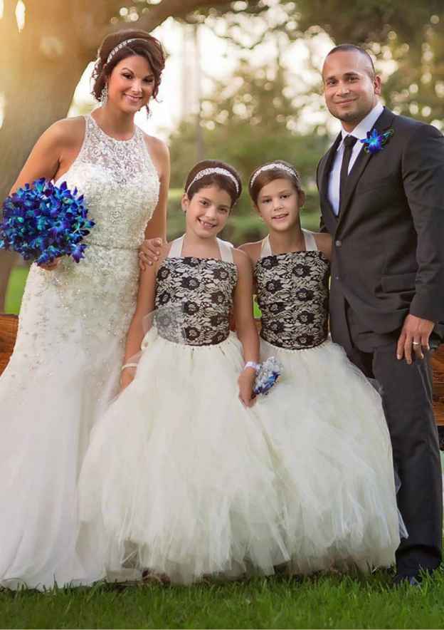 Elegant Tulle Halter Neck Floor-Length A-line Flower Girl Dress with Bandage BM bride