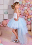 Stunning Tulle Strapless Asymmetrical A-line Flower Girl Dress with Lace BM bride