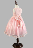 Delicate Organza Bateau Neck Tea-Length A-line Flower Girl Dress with Lace BM bride