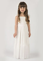 Charming Chiffon Square Neckline Floor-Length A-line Flower Girl Dress with Pleated BM bride
