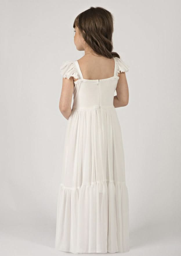 Charming Chiffon Square Neckline Floor-Length A-line Flower Girl Dress with Pleated BM bride