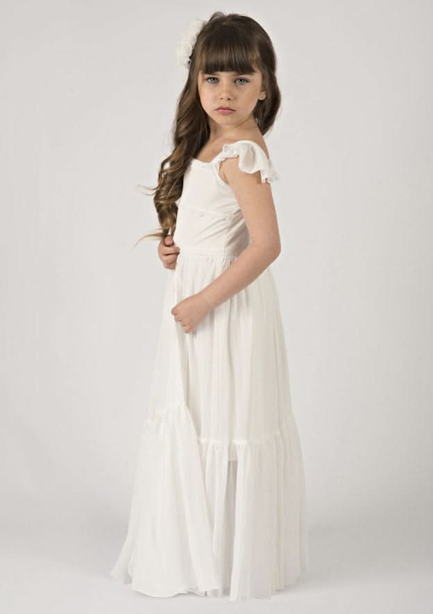 Charming Chiffon Square Neckline Floor-Length A-line Flower Girl Dress with Pleated BM bride