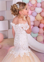 Graceful Lace Sweetheart Neck Floor-Length Ball Gown Flower Girl Dress with Lace BM bride
