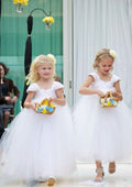 Sweet Tulle Square Neckline Ankle-Length A-line Flower Girl Dress BM bride