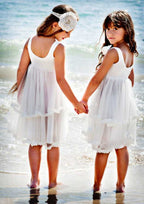 Elegant Chiffon Bateau Neck Knee-Length A-line Flower Girl Dress BM bride
