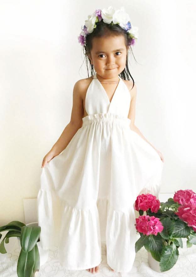 Elegant Taffeta Halter Neck Floor-Length A-line Flower Girl Dress BM bride