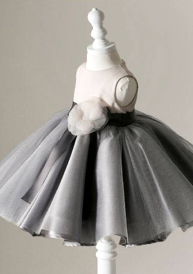 Sweet Tulle Bateau Neck Knee-Length Ball Gown Flower Girl Dress with Waistband BM bride