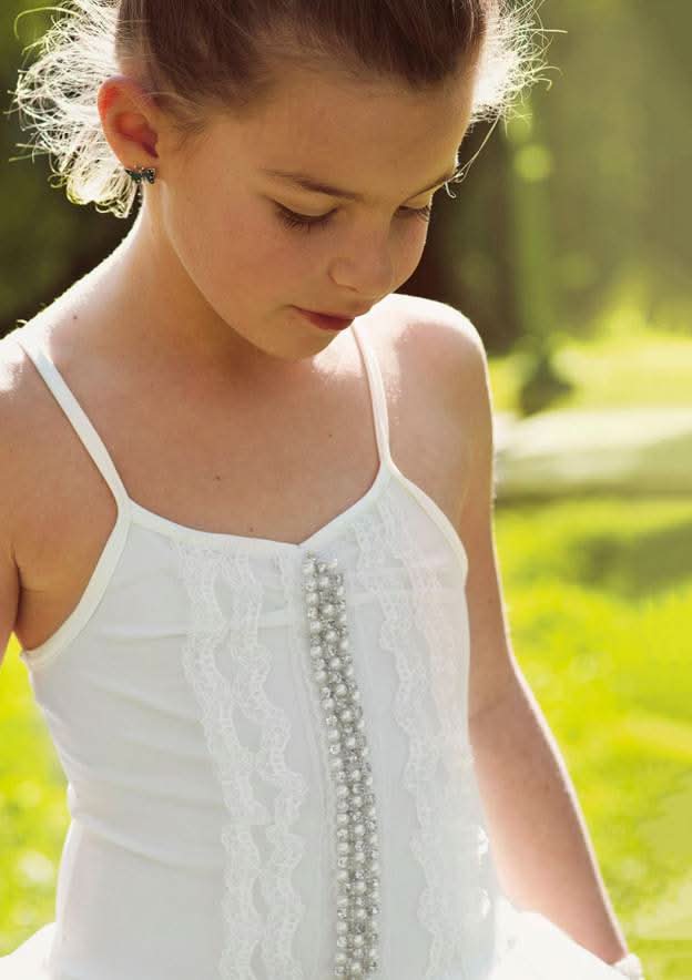 Stylish Tulle Square Neckline Knee-Length A-line Flower Girl Dress with Beading BM bride