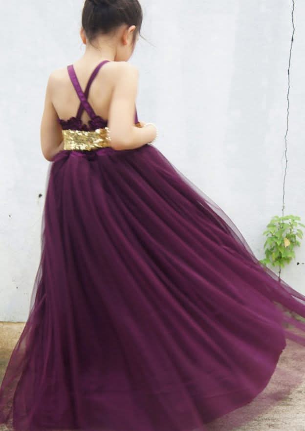 Stylish Tulle Square Neckline Floor-Length A-line Flower Girl Dress with Sequins/Paillettes BM bride