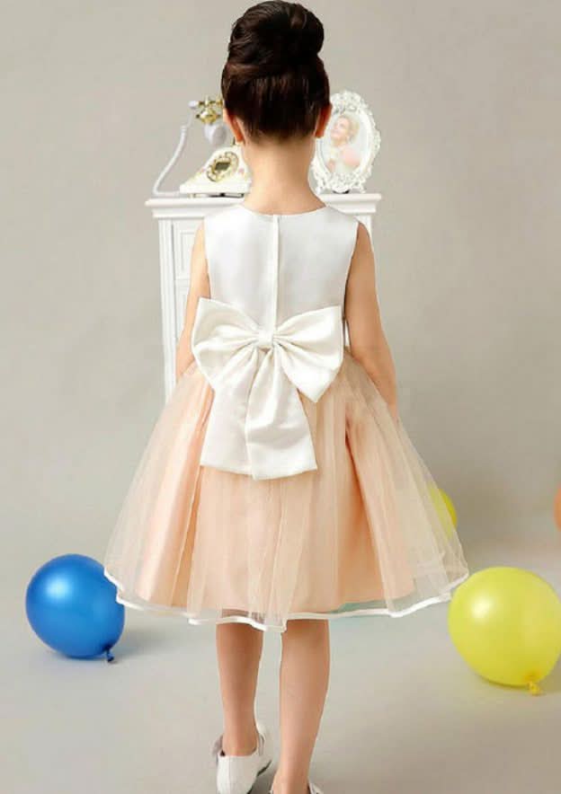 Adorable Organza Bateau Neck Knee-Length A-line Flower Girl Dress with Bowknot BM bride