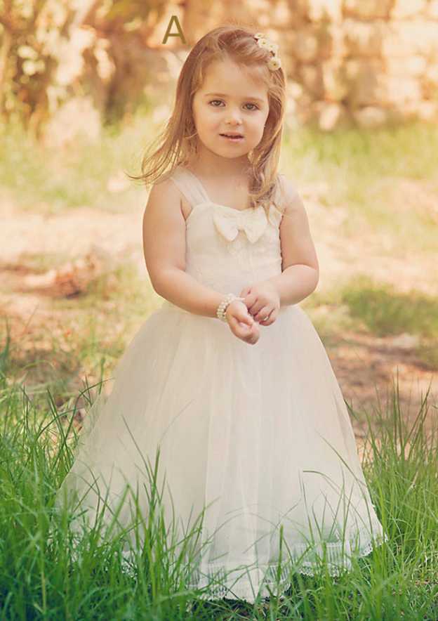 Lovely Chiffon Sweetheart Neck Ankle-Length A-line Flower Girl Dress with Bowknot BM bride